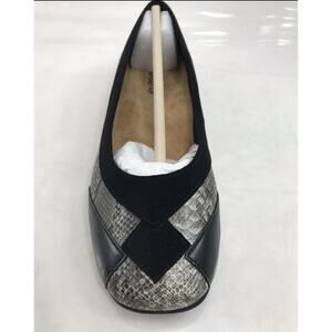 Trotters Women's Sharp Ballet Flats 11 M Black Leather Snake Print Comfort Style